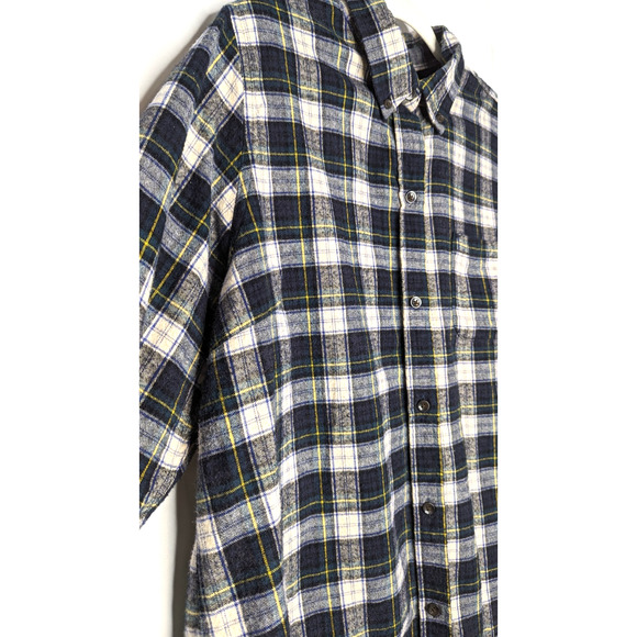 VTG Womens LL Bean Navy Scotch Plaid Flannel Relaxed Fit Button Up Shirt 1X - Picture 3 of 6